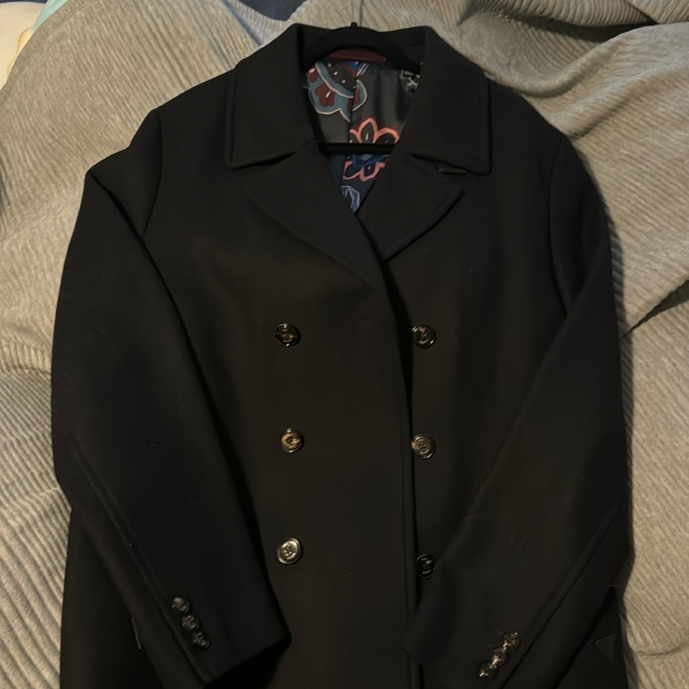 Ted Baker Peacoat, 3 buttons, like new, worn once, black wool